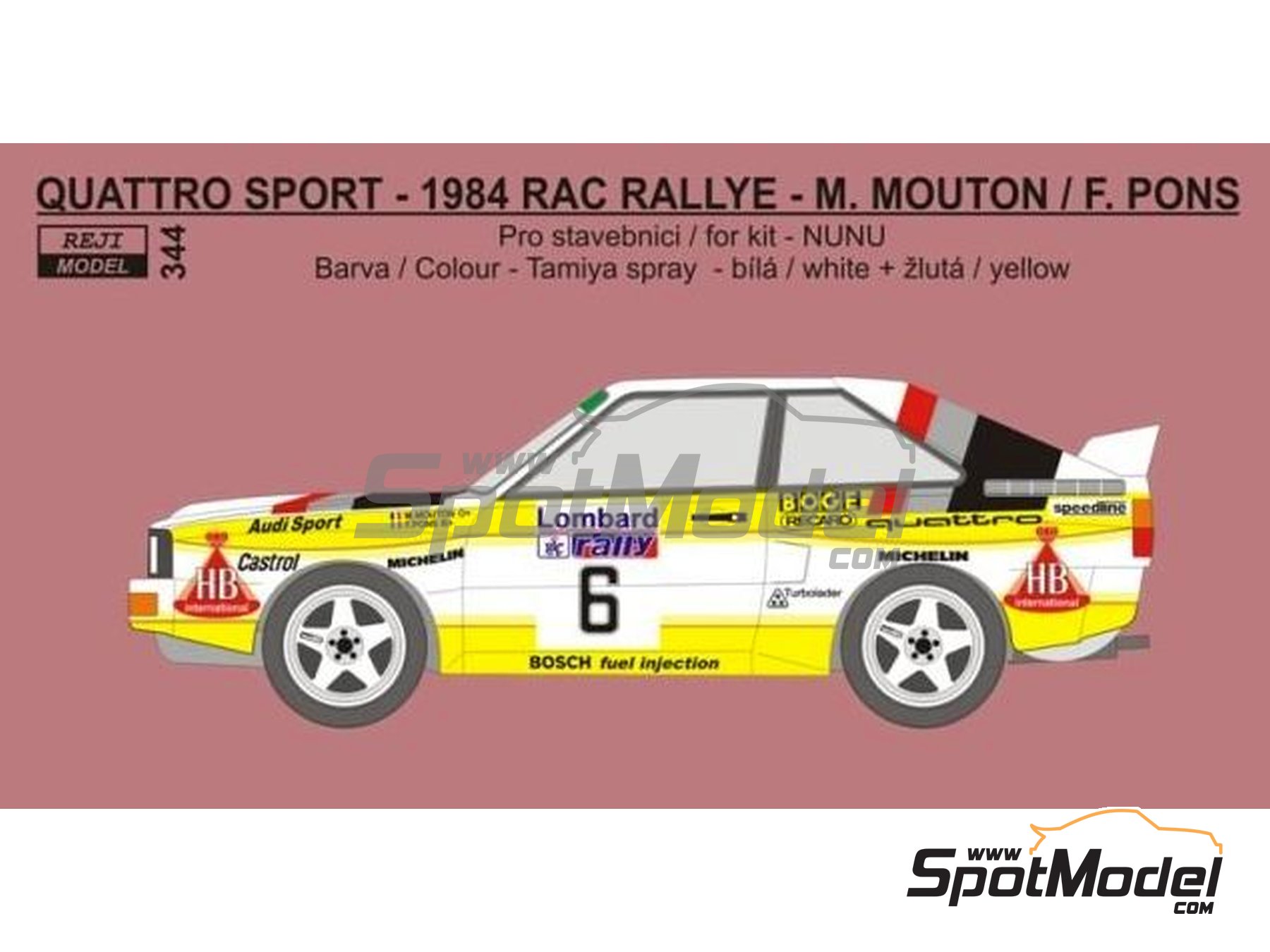 Reji Model 344: Marking / livery 1/24 scale - Audi Quattro Sport